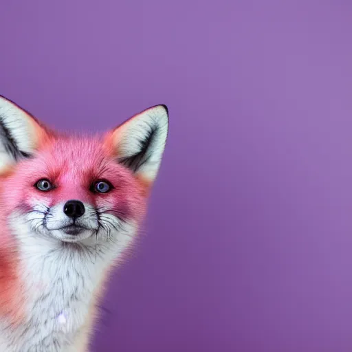 Image similar to pink fox, blue background, 8 k, 8 5 mm f 1. 8