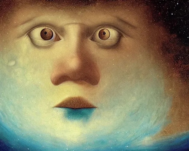 Image similar to universe cosmology mental state, a closeup simple vector pop surrealism, by ( leonardo da vinci ) and greg rutkowski and rafal olbinski