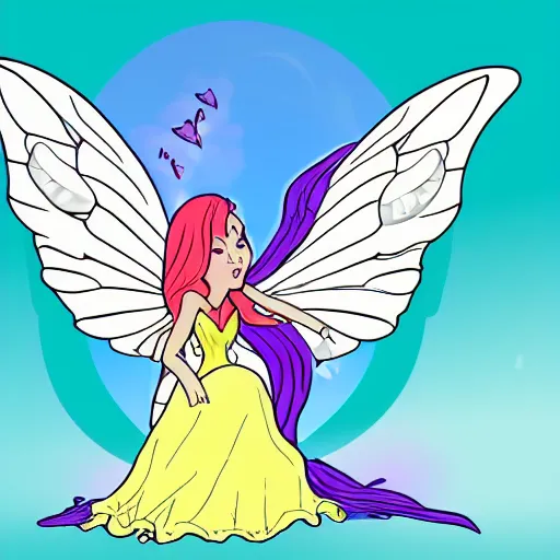 Image similar to beautiful fairy with wings, cartoon style