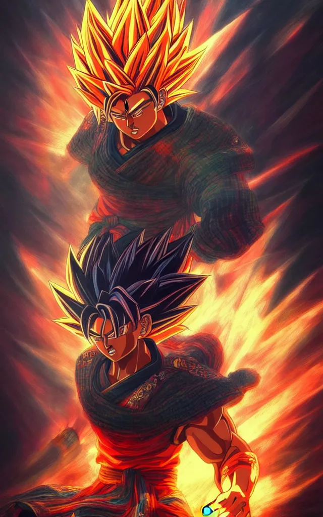 Prompt: samurai - super - saiyan fantasy art by android jones