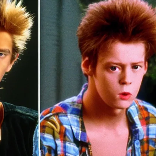 Prompt: movie still of the teen actors who look like beavis and butthead