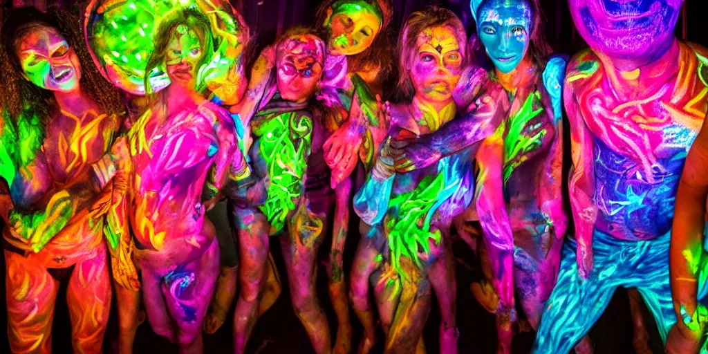 Abstract: World's Largest Body Painting Black Light Party at NYC Arena, New  York