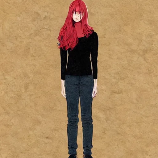 Image similar to girl with medium length red hair. black jumper. no face. centered median photoshop filter cutout vector behance hd jesper ejsing!
