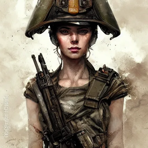 Image similar to portrait of a communist greta, epic, tragic, military art, fantasy, dieselpunk, hd shot, digital portrait, beautiful, artstation, comic style, by artgerm, guy denning, jakub rozalski, magali villeneuve and charlie bowater