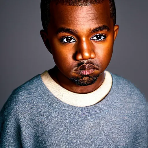 Prompt: the face of kanye west at 1 0 years old, portrait by julia cameron, chiaroscuro lighting, shallow depth of field, 8 0 mm, f 1. 8