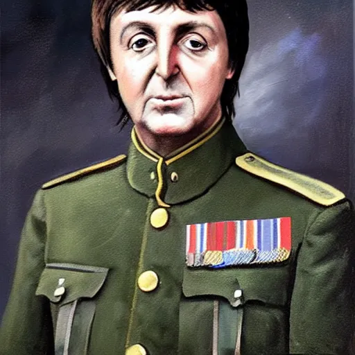 Image similar to “Oil painting of Paul McCartney as a World War 1 general, 4k”