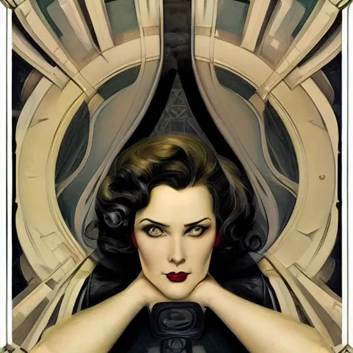 Image similar to a streamline moderne, ( art nouveau ), ( dieselpunk ) portrait in the style of charlie bowater, and in the style of donato giancola, and in the style of charles dulac. symmetry, smooth, sharp focus, intricate symmetrical ultrafine background detail.