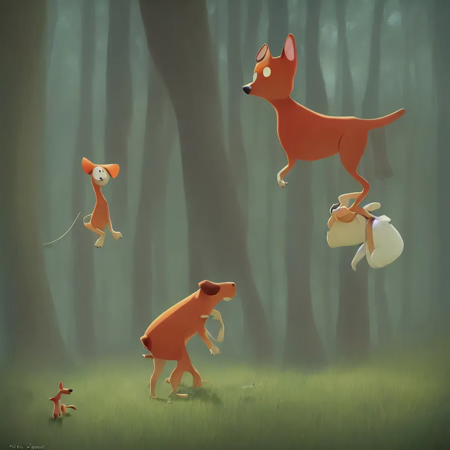 Image similar to Goro Fujita illustrating photo of a dog in the woods, art by Goro Fujita, sharp focus, highly detailed, ArtStation