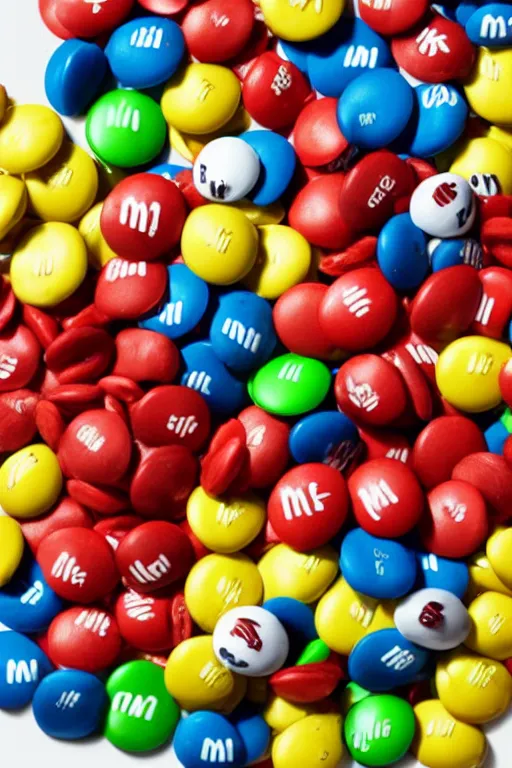 Prompt: eminim as a literal m & m, an m & m candy with the face of the rapper eminiem, cartoon animated m & m candy from the movie trailers