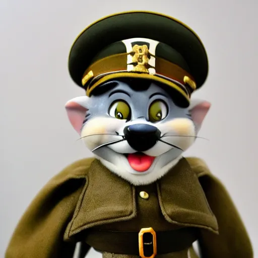 Prompt: tom from tom and jerry dressed as a german officer from ww 2, 4 k, hyper realistic, dslr, high resolution, landscape, beautiful