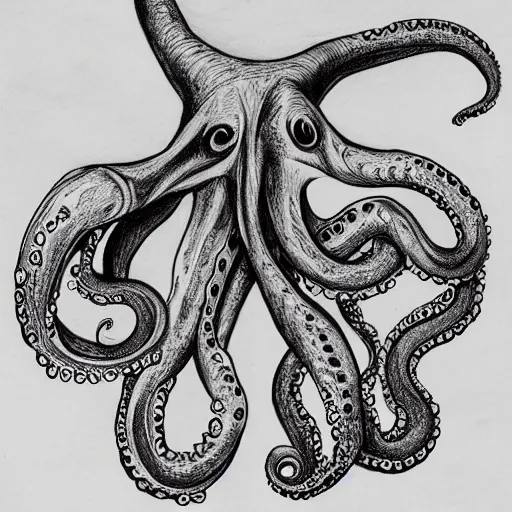 Image similar to super detailed drawing of a uterus and an octopus