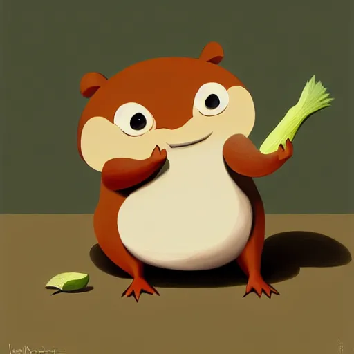 Image similar to goro fujita ilustration a happy beaver eating wood by goro fujita, painting by goro fujita, sharp focus, highly detailed, artstation