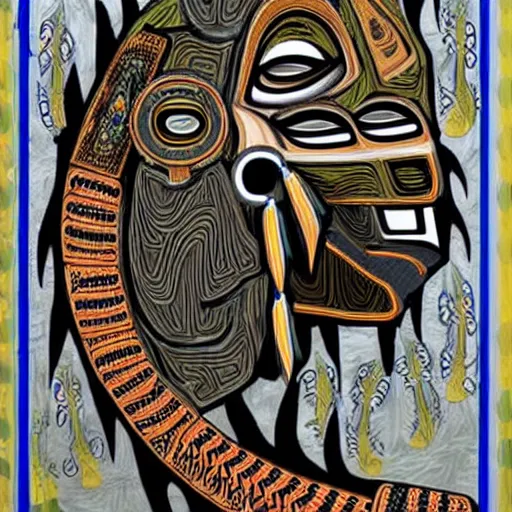 Image similar to Chinook King in Haida Tlingit art style