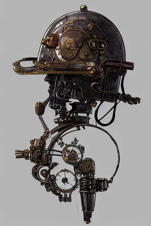 Image similar to steampunk helmet fantasy art mask robot ninja stylized digital illustration sharp focus, elegant intricate digital painting artstation concept art global illumination ray tracing advanced technology chaykin howard and campionpascale and cooke darwyn and davis jack