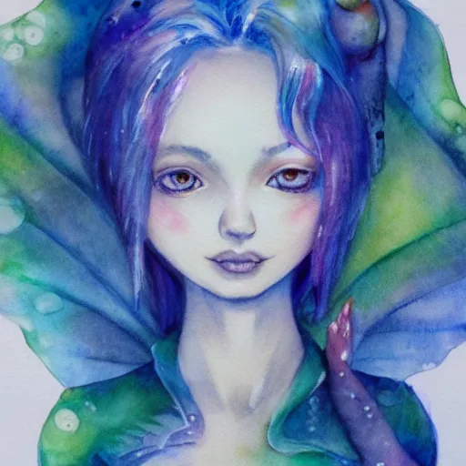 Prompt: water color on paper, ethereal pixie, highly detailed, artstation, masterpiece, award - winning,