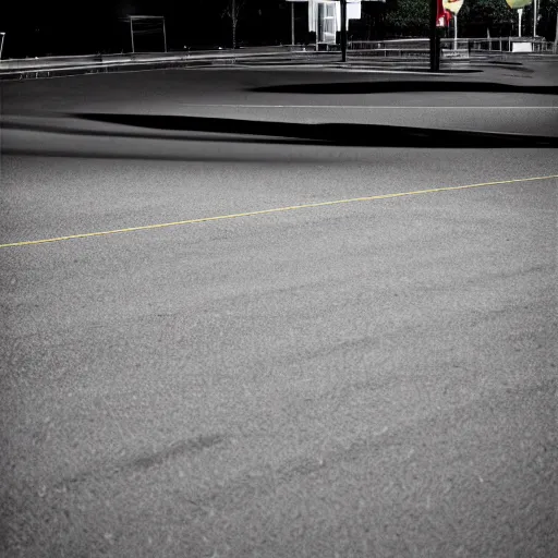 Image similar to liminal parking lot, shadow figure, at night, no cars