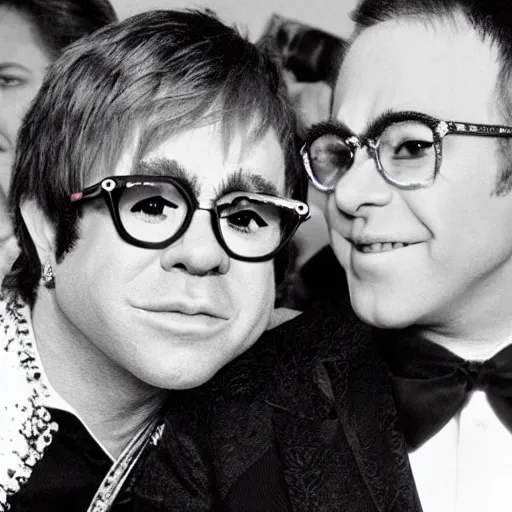 Prompt: gay puting kissing elton john