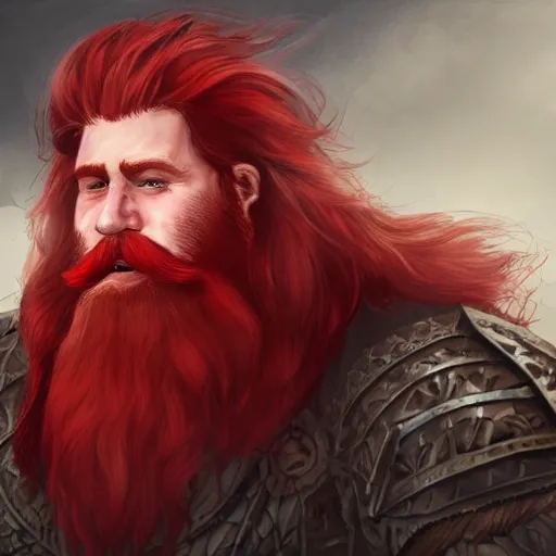 Prompt: a highly detailed portrait of a massive epic fantasy giant man with red hair and beard standing in a field concept art