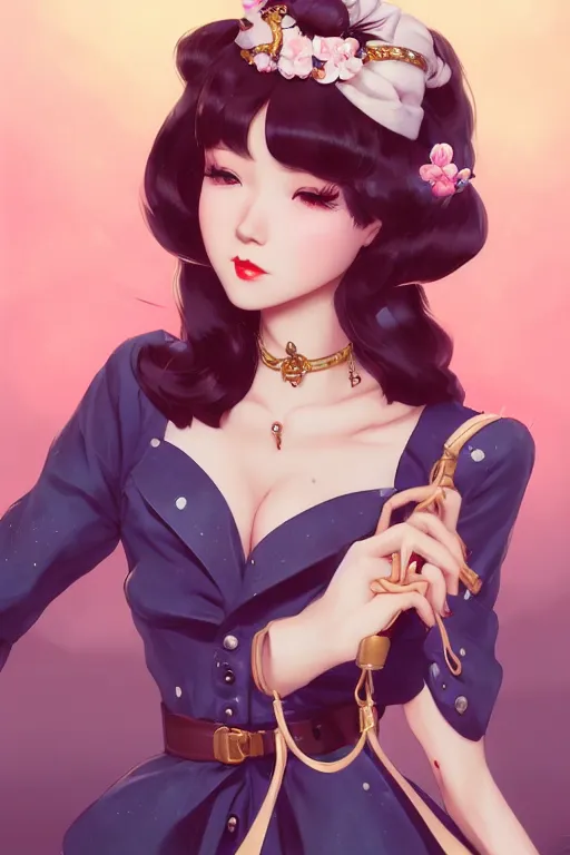 Image similar to a pin up and beautiful fashion charming dreamlke japan girl with lv jewelry, character art, art by artgerm lau and wlop and and ilya kuvshinov and john singer sargent, hyperdetailed, 8 k realistic, symmetrical, frostbite 3 engine, cryengine, dof, trending on artstation, digital art