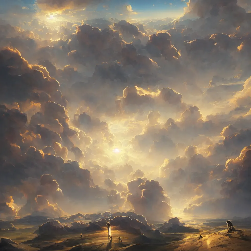 Image similar to a sending down [ of the revelation ] from him who created the earth and the lofty heavens, overdetailed art, by greg rutkowski, by rhads, sharp focus