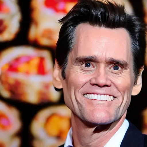 Image similar to photo of jim carrey's head inside of a burrito