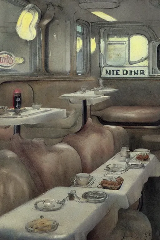 Prompt: ( ( ( ( ( 1 9 5 0 s diner. muted colors. ) ) ) ) ) by jean - baptiste monge!!!!!!!!!!!!!!!!!!!!!!!!!!!