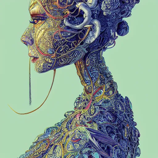 Prompt: the face of an incredibly beautiful, graceful, elegant, and sophisticated young ethnic woman dressed as a bulb of garlic, an ultrafine detailed illustration by james jean, intricate linework, bright colors, final fantasy, behance contest winner, vanitas, angular, altermodern, unreal engine 5 highly rendered, global illumination, radiant light, detailed and intricate environment