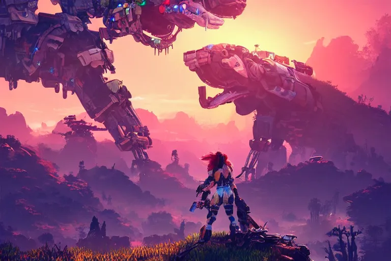 Image similar to tideripper machine mecanical creature robot of horizon forbidden west horizon zero dawn radiating a glowing aura global illumination ray tracing hdr fanart arstation by ian pesty and alena aenami artworks in 4 k