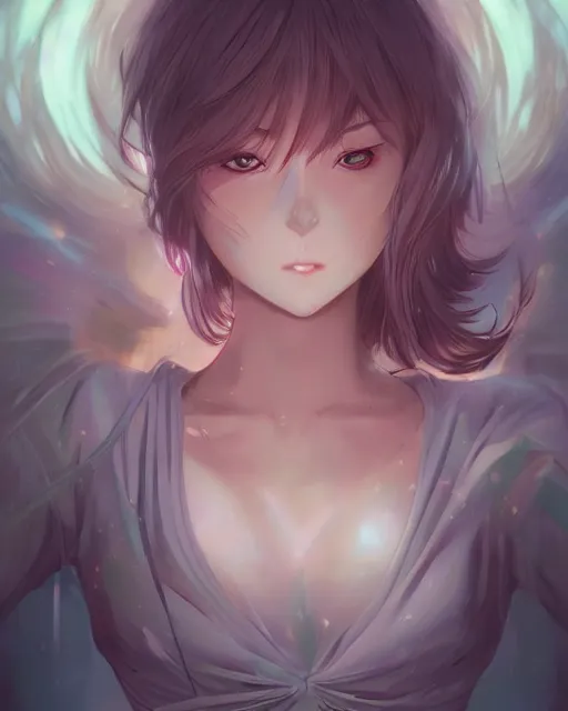 Image similar to anime illustration of a woman entranced, portrait by artgerm and wlop, digital art, bewitched, mesmerized, hypnotized, highly detailed, dramatic lighting, cinematic composition, concept art, sharp focus, colorful, photorealistic, 8 k