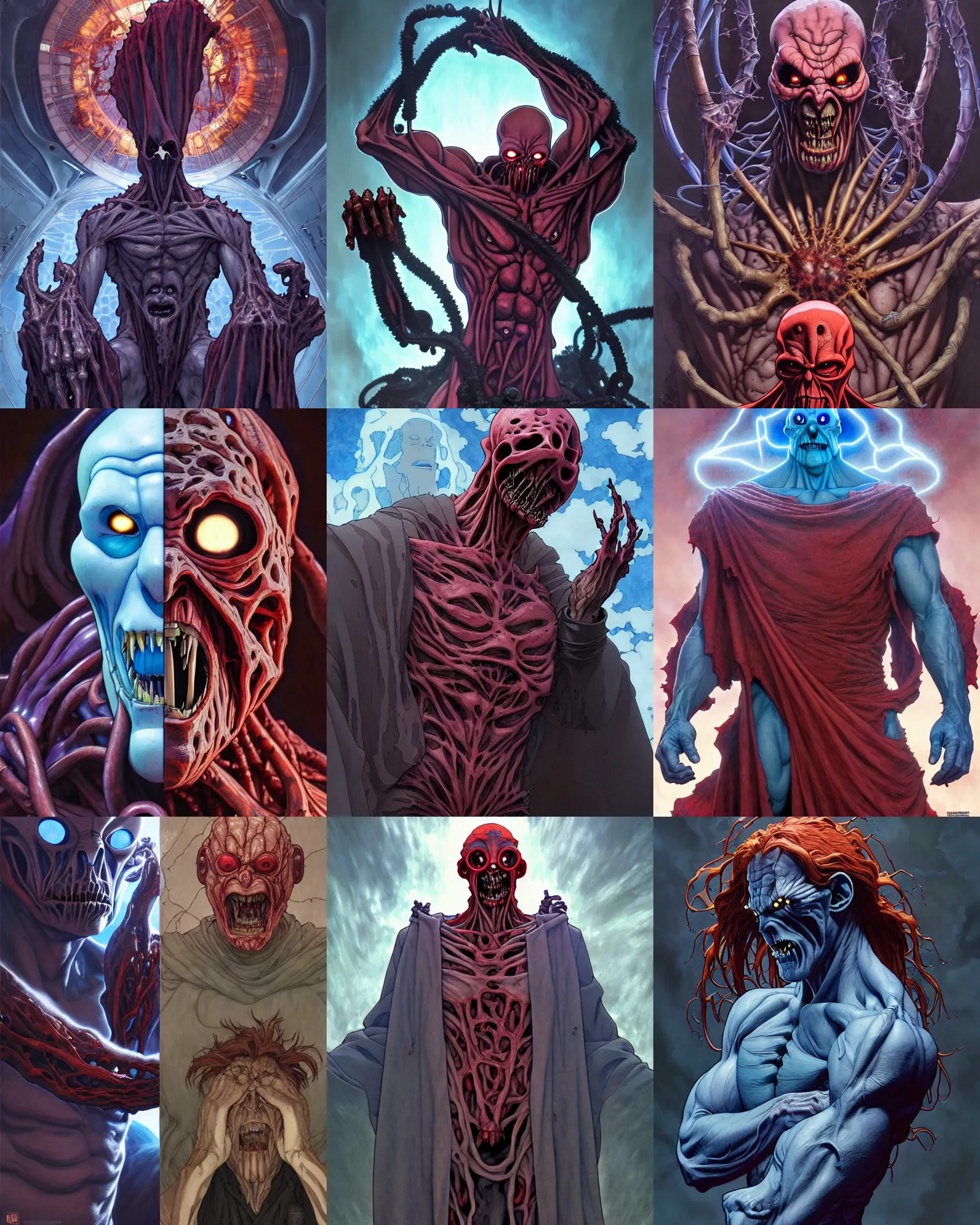 Prompt: the platonic ideal studio ghibli of cletus kasady ultimate carnage thanos dementor doctor manhattan chtulu nazgul, detailed, intricate, hyperrealism, intense, scary, decay, dmt, art by brock hofer and artgerm and greg rutkowski and alphonse mucha