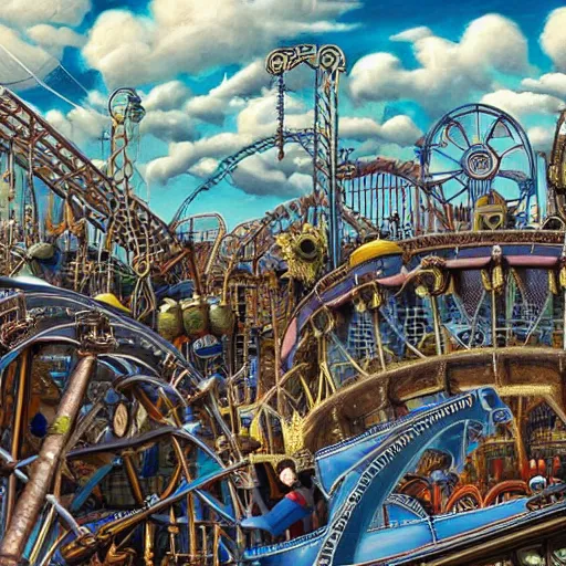 a hyperrealistic painting of a steampunk amusement Stable Diffusion