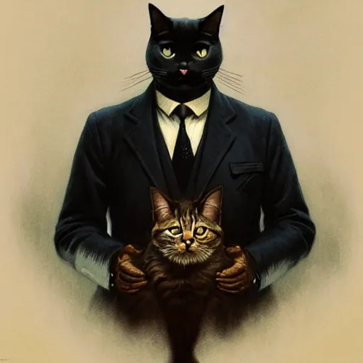 Prompt: socialist realism propaganda poster portrait of a cat wearing a black suit, socialist realism, highly detailed, intricate, digital painting, artstation, sharp focus, illustration, art by jakub rozalski, greg rutkowski, artgerm, tan zi and ayanamikodon and alphonse mucha and wlop