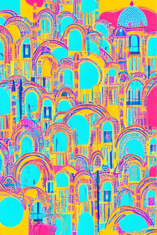 Image similar to minimalist boho style art of colorful istanbul, illustration, vector art