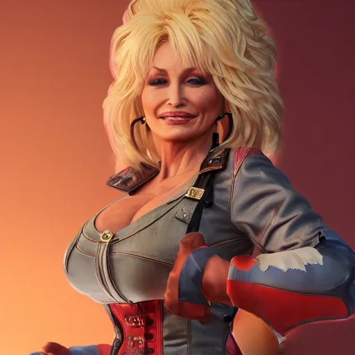 Prompt: dolly parton as cammy street fighter, ultra realistic, concept art, intricate details, highly detailed, photorealistic, octane render, 8 k, unreal engine, art by frank frazetta, simon bisley, brom