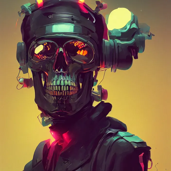 Image similar to a colorful comic noir illustration painting of a cyberpunk skull by sergey kolesov and artgerm and pascal blanche. in style of digital art, symmetry, sci fi, hyper detailed. octane render. trending on artstation