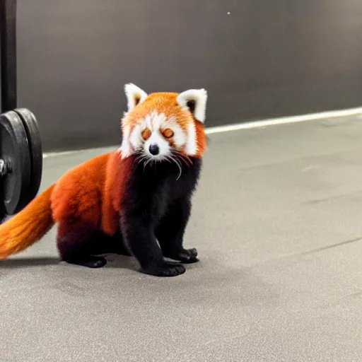 Image similar to a red panda at the gym