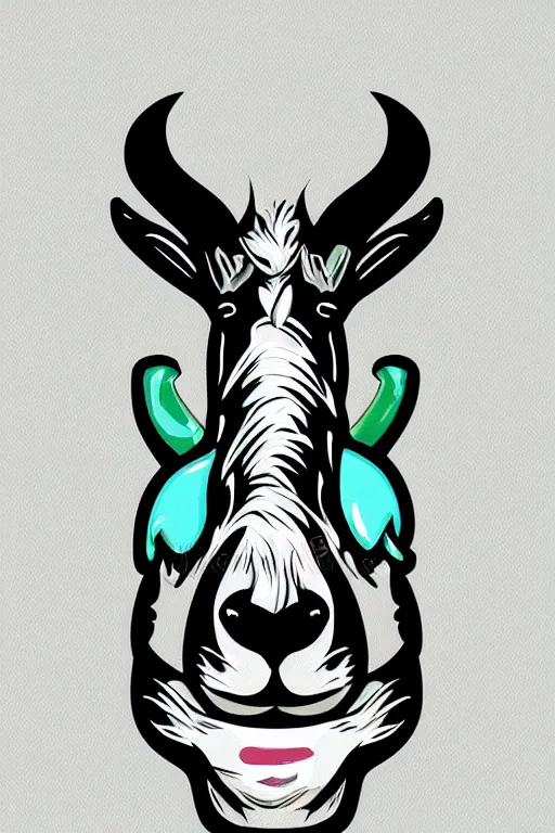 Image similar to Portrait of a drug dealer goat, sticker, andromorphic, colorful, illustration, highly detailed, simple, smooth and clean vector curves, no jagged lines, vector art, smooth