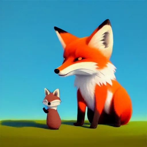 Image similar to goro fujita ilustration a mini fox with a fluffy tail sitting by goro fujita, painting by goro fujita, sharp focus, highly detailed, artstation