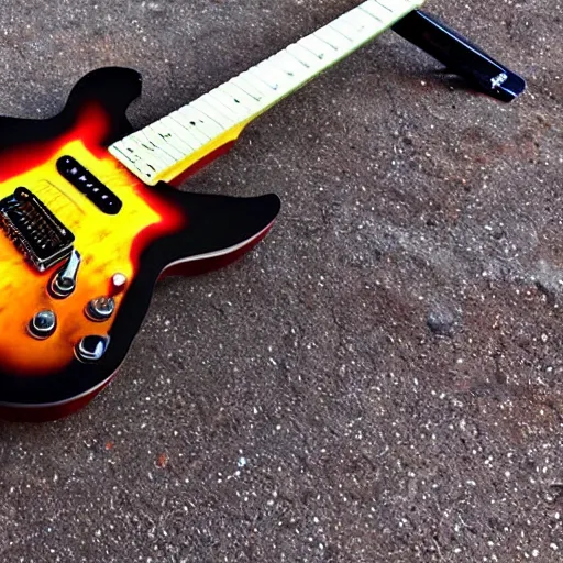 Image similar to an electric guitar made entirely out of fire