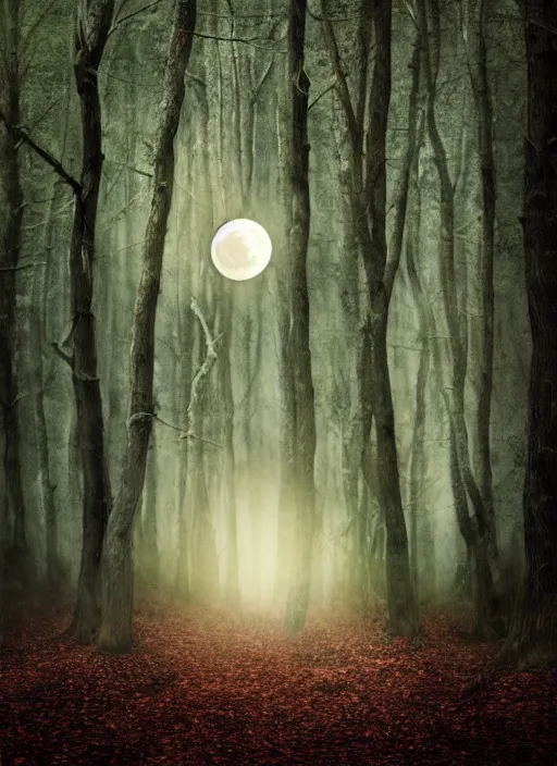 Image similar to thriller book cover of a forest with moon, realistic concept, unsplash photography, shutterstock, getty images, highly detailed digital art, artstation