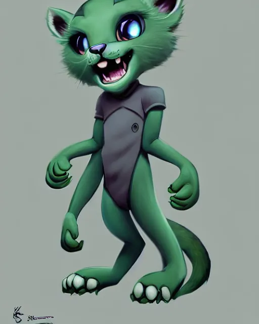 Prompt: character concept art of a cute young male anthropomorphic furry gray panther green hair | | cute - fine - face, pretty face, key visual, realistic shaded perfect face, fine details by stanley artgerm lau, wlop, rossdraws, james jean, andrei riabovitchev, marc simonetti, and sakimichan, trending on artstation