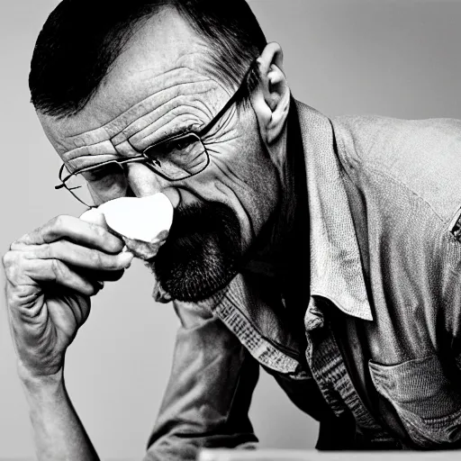 Prompt: walter white eating black beans, photography,