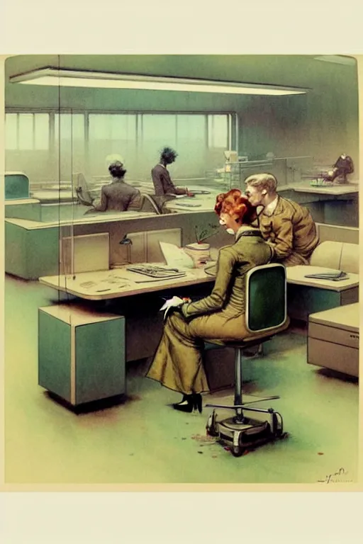 Image similar to ( ( ( ( ( 1 9 5 0 s retro future android office interior. muted colors. ) ) ) ) ) by jean - baptiste monge,!!!!!!!!!!!!!!!!!!!!!!!!!