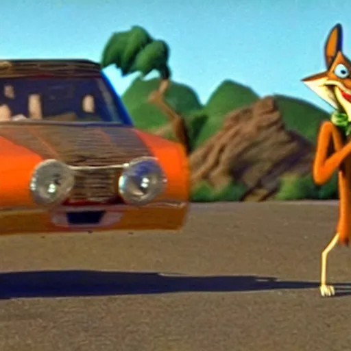 Image similar to wile e coyote catches road runner