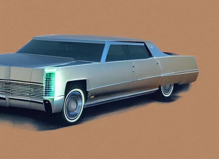 Prompt: 1 9 6 7 cadillac fleetwood 7 5 modernize for 2 0 2 3. design by cory loftis, fenghua zhong, bradbuilds, ryohei hase, ismail inceoglu, ruan jia, henrik fisker, bruce kaiser, scott robertson, dmitry mazurkevich, doruk erdem, and jon sibal. volumetric light