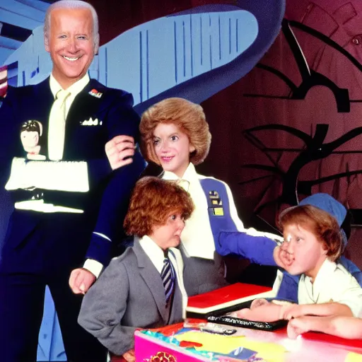 Image similar to joe biden robocop, 1 9 8 0 s children's show, detailed facial expressions