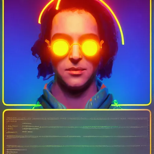 Prompt: a oil art portrait of young mage with neon magic in style of disco elysium character, bard jester character sheet, 4 k, ultra detail, volumetric lighting, unreal engine, octane render, grimdark