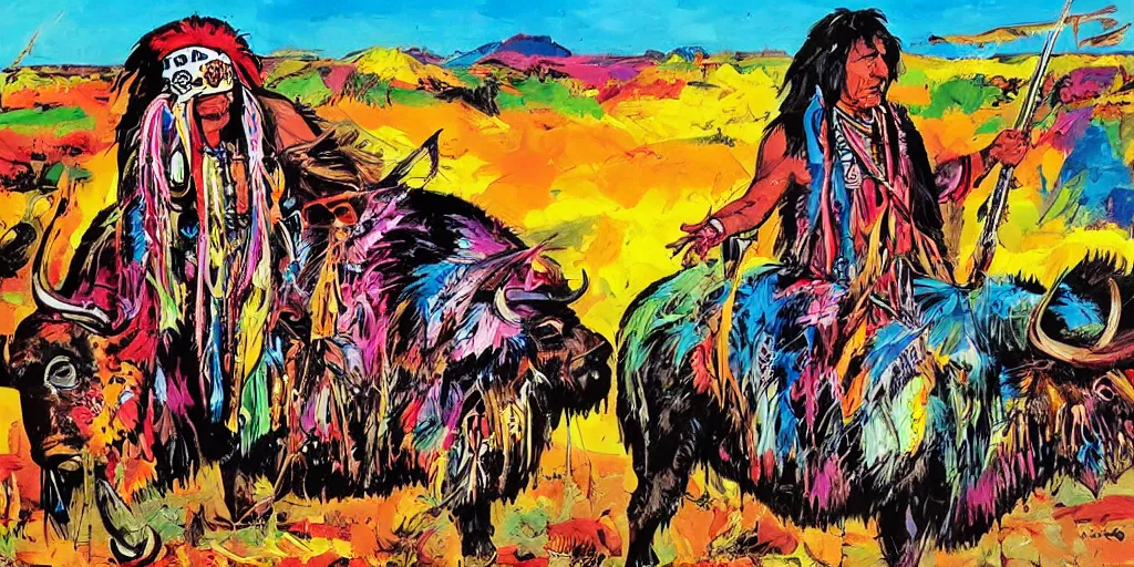 Image similar to of Native American hunting a buffalo Jim Mahfood and Peter max