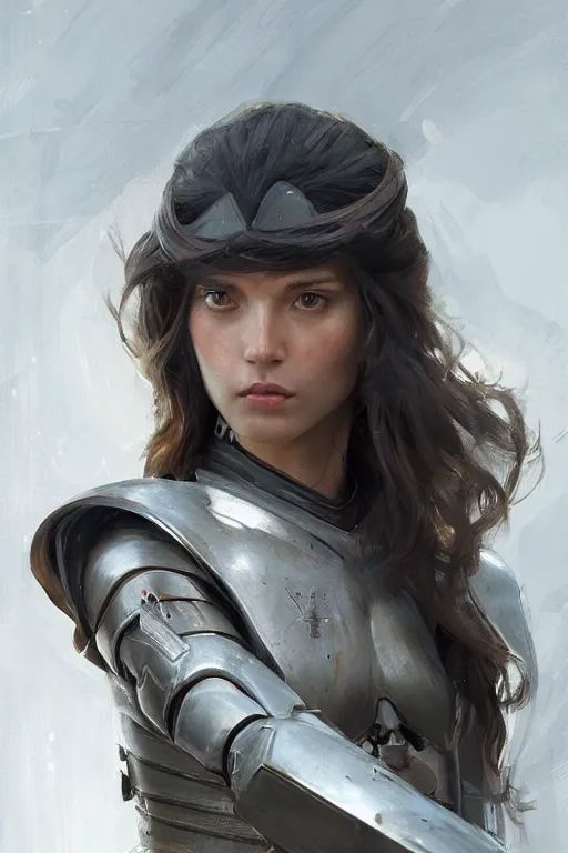 Prompt: a professional painting of a beautiful young female, clothed in military armor, olive skin, long dark hair, beautiful bone structure, symmetrical facial features, intricate, elegant, digital painting, concept art, smooth, sharp focus, illustration, from Star Wars by Ruan Jia and Mandy Jurgens and Artgerm and William-Adolphe Bouguerea