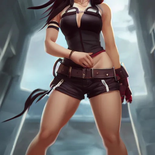 Image similar to full body shot of tifa lockhart by wlop, rossdraws, mingchen shen, bangkuart, sakimichan, yan gisuka, jeongseok lee, artstation, 4k